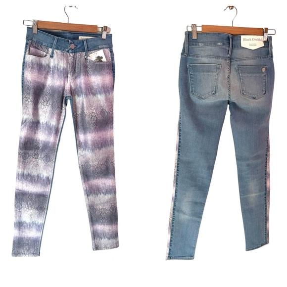 Black Orchid Denim Denim - RARE Black Orchid Denim mid rise skinny Rose Petals jeans size 26 NWT